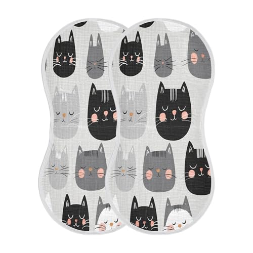 Cartoon Cat Burp Cloths Cotton Baby Washcloths,Large 22x11in Burping Cloth Absorbent and Soft for Newborn Baby Boys and Girls,1 Pack2