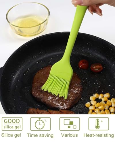 TOZBLEU BBQ Backpinsel, 4 Stucke 5 Farben BBQ Backpinsel, Barbecue Silikonbürste,Silicone Basting Pastry Brush für BBQ, Grill, Backen, Kochen,Grillen BBQ