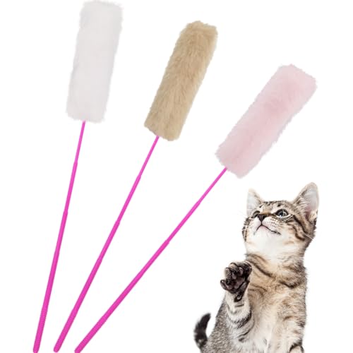 SONGWAY猫おもちゃ 毛玉 ねこじゃらし ふわふわ ?うさぎ毛 3本セット
