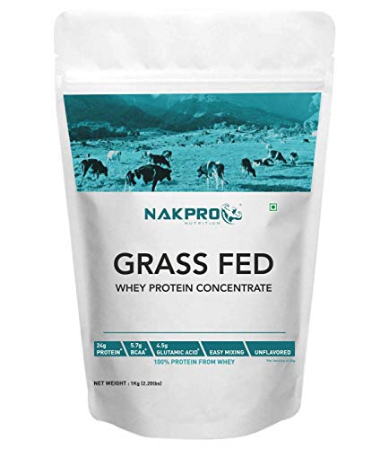 NAKPRO GRASS FED | 100% Grass Fed Whey Protein Concentrate | 24g Protein, 5.7g BCAA helps build your Muscle size | Raw & Natural | Easy Mixing, Low Carbs, Easy Digesting, Fast Absorbing Whey Protein Supplement Powder for Men, Women & Athletes – 1 Kg Unflavoured – (33 Servings) NAKPRO GRASS FED | 100% Grass Fed Whey Protein Concentrate | 24g Protein, 5.7g BCAA helps build your Muscle size | Raw & Natural | Easy Mixing, Low Carbs, Easy Digesting, Fast Absorbing Whey Protein Supplement Powder for Men, Women & Athletes – 1 Kg Unflavoured – (33 Servings)