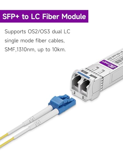 Image of 10GBASE-LR SFP+ Transceiver, 10G SFP+ to LC Single Mode Fiber Module Compatible for Cisco SFP-10G-LR, Ubiquiti UniFi UF-SM-10G, Mikrotik S+31DLC10D, Meraki, Netgear, D-Link and More, 2 Pack