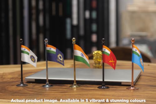 Image of The Flag Corporation Indian Car Dashboard Flag 2in x 3in With a Blush Rose Gold Stainless Steel Base
