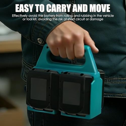 ZFLYCANP Portable Battery Holder Organizer for MK 18V 14.4V, Heavy Duty ABS Multi Slot Battery Storage Rack with Handle & Secure Lock for Jobsite, Truck and Garage Tool Organization — view 6