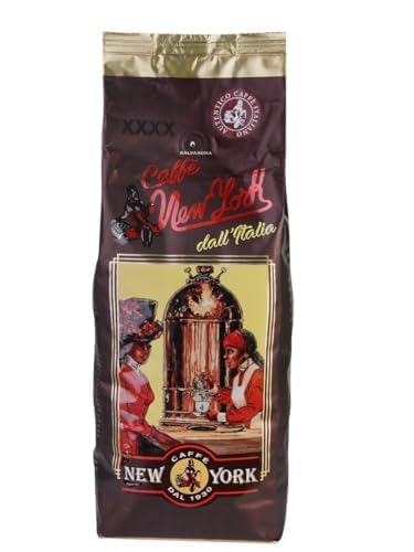 Caffè New York - XXXX - Caffè in grani, gusto intenso ma soave, arabica e robusta media tostatura, da macinare, caffe espresso italiano, miscela da bar - alta qualità dal 1930-1 kg, chicchi