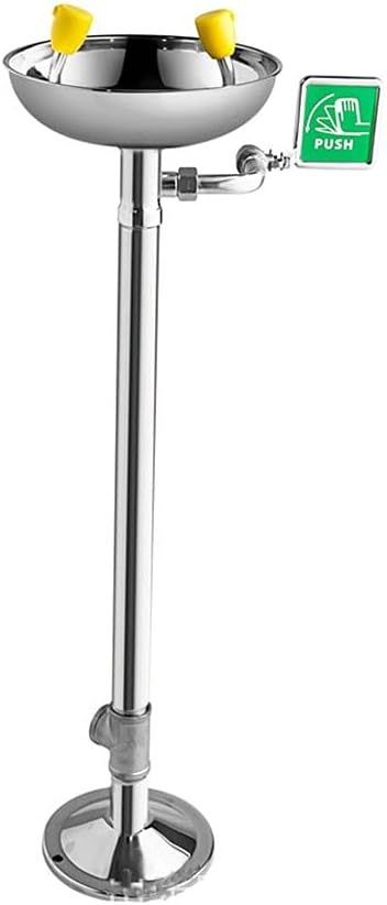 Vertical Eyewasher, Emergency Eyewash Station 304 Stainless Steel Double Nozzle One Second to Open, Easy and Convenient, for Factory, Laboratory