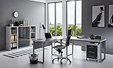 moebel-dich-auf Büromöbel-Set TABOR PRO 2 - Büro Komplettset mit Schreibtisch & Stauraum modern lichtgrau anthrazit Hochglanz