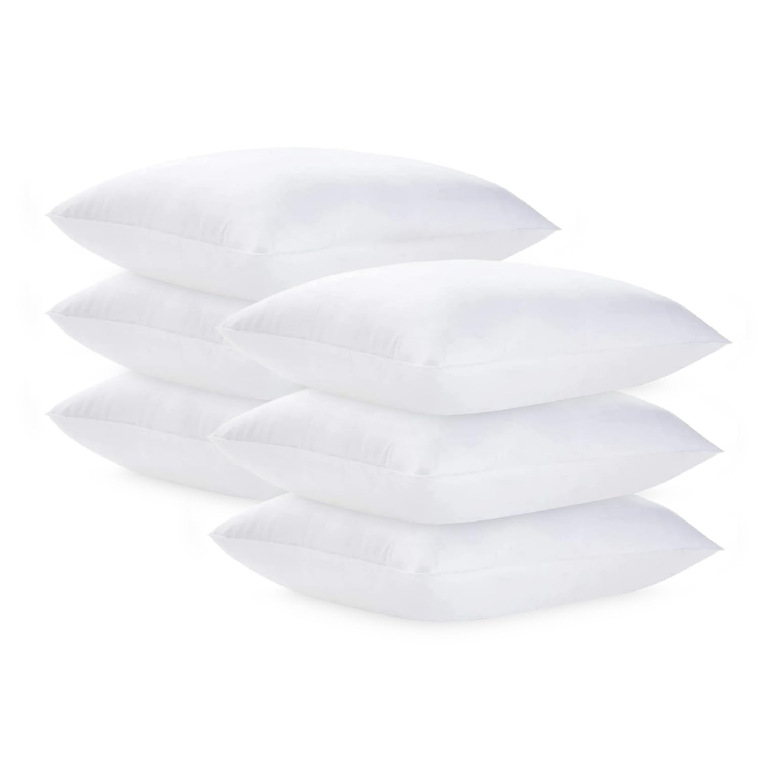 Comfy Nights White Pillow 6 Pack Hotel Quality Plain Bed Pillows Hypoallergenic & Anti Dust Mite Resistant Firm Support Side Sleeper Bounce Back Pillow (Plain Pack Of 6)