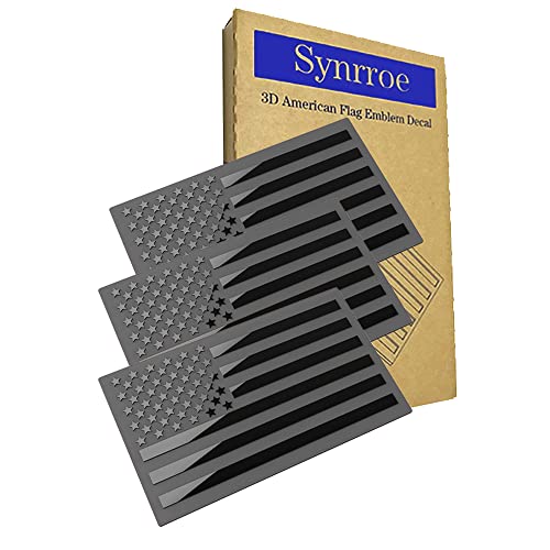3D Metal American Flag Emblem Decal，Black American Flag Decal,For Car, Truck Or Suv,5"X3"(Matte Black ，Three Usa Regular Orientation) #TOP5
