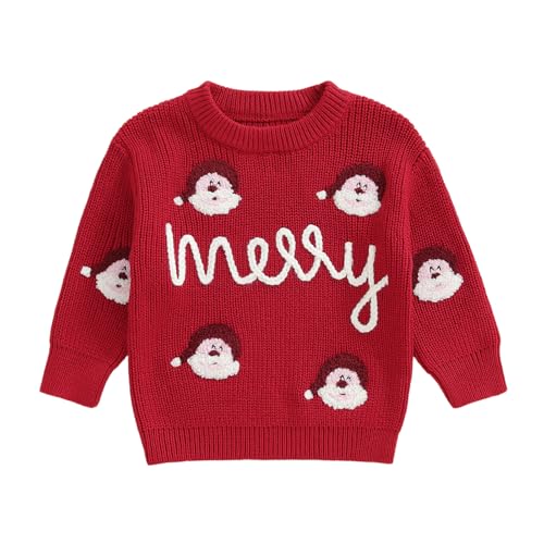 La Mejor Lista de Ropa de punto deportiva para Niña disponible en línea. 43 Nyapruwe - Suéter de Navidad para bebé y niña, sudadera de punto para bebé, ropa de Navidad, para otoño e invierno, Rojo (Red Santa), 18-24 Meses