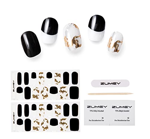 ZUMEY Semi Cured Gel Nail Strips – Gel Nail Polish Stick On Nails Kit – Glossy & Long Lasting Nail Stickers for Nail Art for Women, 30pcs Extra Long Stickers, UV Lamp Required (Stunner)