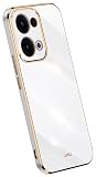 RankOne La Custodia del Telefono è Adatta per OPPO Reno13 5G / OPPO Reno 13 5G (6.59" Inches), Case per Cellulare in Silicone con Telaio Galvanico - Bianco