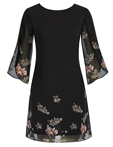 Damen Übergroß Abendkleid Rundhals Große Größe Kleid Chiffon 3/4...