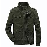 Men's Winter Cotton Military Jackets Outdoor Full Zip Stand Collar Washed Army Coat Casual Bomber Ja