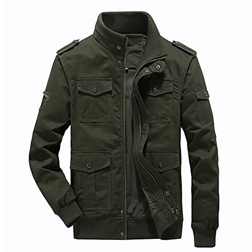 Men's Winter Cotton Military Jackets Outdoor Full Zip Stand Collar Washed Army Coat Casual Bomber Jacket Windbreaker #TOP28
