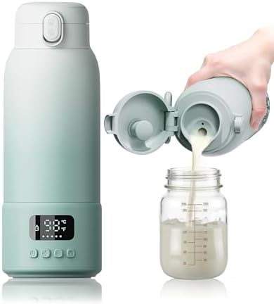 Portable Bottle Warmer Extended Battery Life - Dual Heating Modes for Breast Milk & Water, 17 Ounces, Fast Heating, Ideal for Travel, Outdoor, Baby Shower, Green