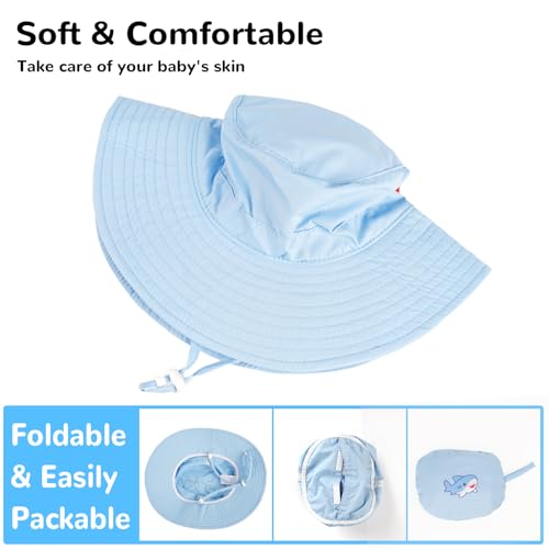 Image of HECCEI Toddler Baby Sun Hat, UPF 50+ Wide Brim Infant Bucket Hats for 0-6Y