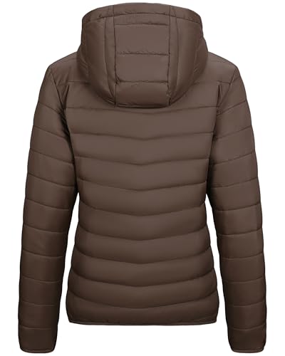 Image of Outdoor Ventures Women's Packable Lightweight Full-Zip Puffer Jacket with Hood Quilted Winter Coat