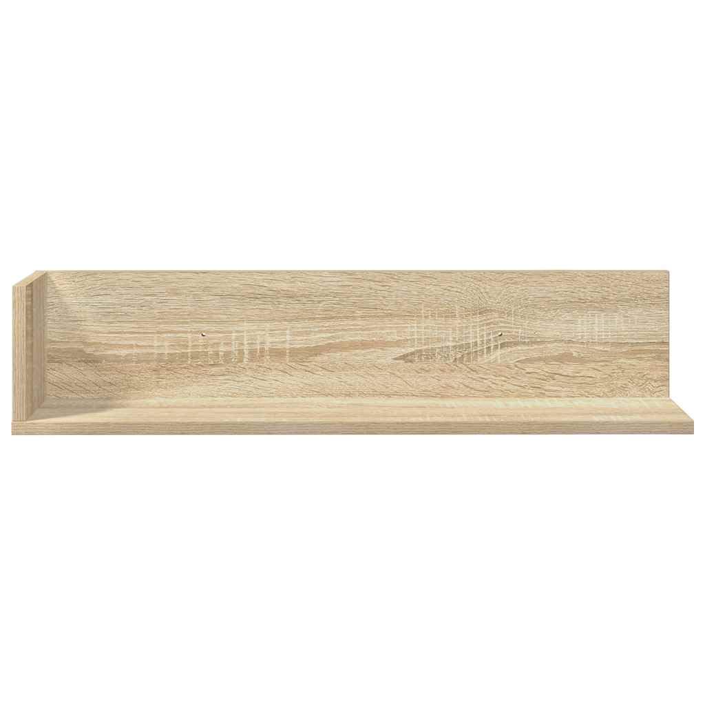 Regały ścienne, zestaw 2 sztuk, dąb Sonoma 75 x 16,5 x 16,5 cm, materiał drewnopochodny, kształt litery L, uniwersalne wiszące półki do salonu, sypialni, łazienki, nośność 20 kg