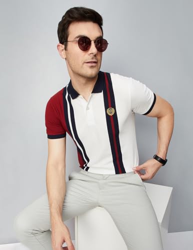 Image of Max Men Cotton Striped Slim Fit Polo