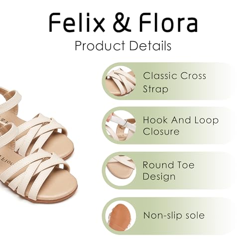 Image of Felix & Flora Toddler Girl Sandals - Little Girl Easter Dress Shoes Lightweight Open Toe Beach Holiday Flats