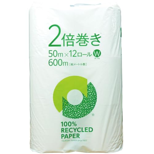 トイレットペーパー 2倍巻き ダブル 72ロール 12ロール ✕ 6パック 無香料 100% 沼津市 鶴見製紙 (2026年4月発送)