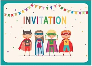 20 Superhero Invitations for Boys or Girls Children's Birthday Party Invites made from Recycled Paper