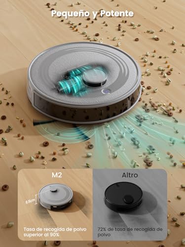 LEFANT M2 Robot Aspirador y Fregasuelos 6000Pa, 160min Automático,Navegación Láser, Evitación PSD, Limpieza Personalizada, App/Alexa/WiFi, Ideal para Limpiar Mantas y Pelos Mascotas - imagen 4