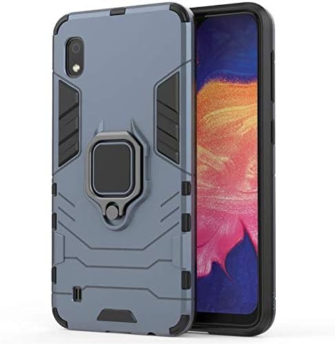 Cool & Creative Dual Layer Hybrid | Shock Proof | Ring Holder | Kickstand | Hard Carbon | Soft Silicon Bumper| Protective Camera Bump | Rugged Armor Back Cover Case for Samsung Galaxy A10 -(Blue)