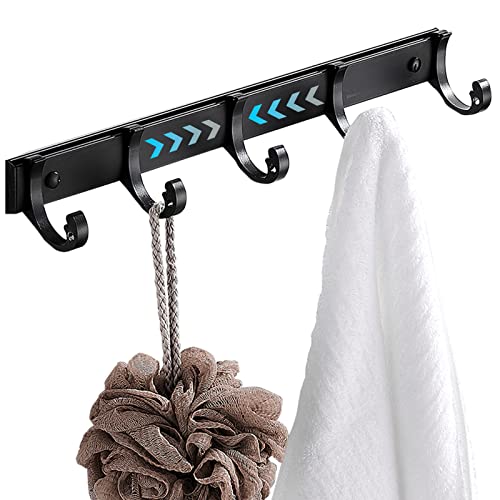 XBLDS Porte-manteau de cuisine 35,6 cm pour salle de bain avec 5 crochets mobiles Noir Cover