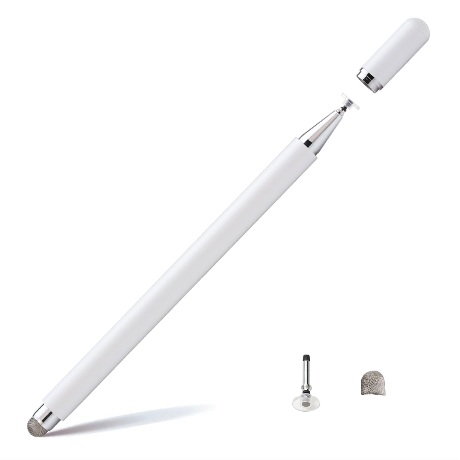 Disc Tablet Pen 2 in 1Tablet Pen per tutti i tablet con tappo magnetico, pennino capacitivo capacitivo compatibile con iPhone, iPad, Samsung, Chromebook, ecc. Bianco