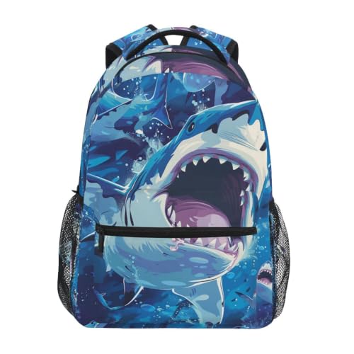 Sac à dos école requins bleus pour ordi et voyage ados
