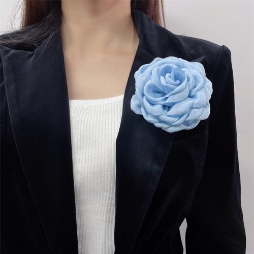 Image of Dainty Fabric Peony Flower Brooches Pin Delicate Camellia Flower Brooch Classic for Women Wedding Party Dance Banquet Elegant Lapel Pins Dress Suit Ceremony Clothes Accessories Jewelry Gifts 100mm