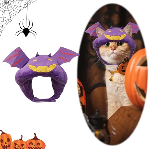Sombrero para mascotas Halloween Murciélago pequeño ajustable miniatura 7