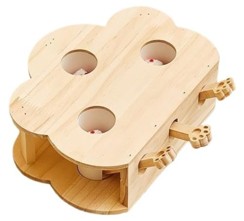 BQQB 猫 モグラ叩き おもちゃ 猫のおもちゃ 木製 もぐらたたき つめとぎ 段ボール 休憩ベッド 三用 木製 モグラ叩き ネズミ 猫遊び 安全素材 木箱 ペット 知育玩具 ペットグッズ 自分で遊ぶ好奇心をくすぐる もぐらたたき 家具破壊防止 運動不足改