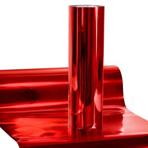 Image of RED FOIL | HTV Vinyl Rolls | Heat Transfer Vinyl | 20inch x 80inch | PU for Shirts | Metallic Finish | Soft Touch | Stretchable | Iron on Vinyl for Cricut & Cameo | Easy to Cut & Weed