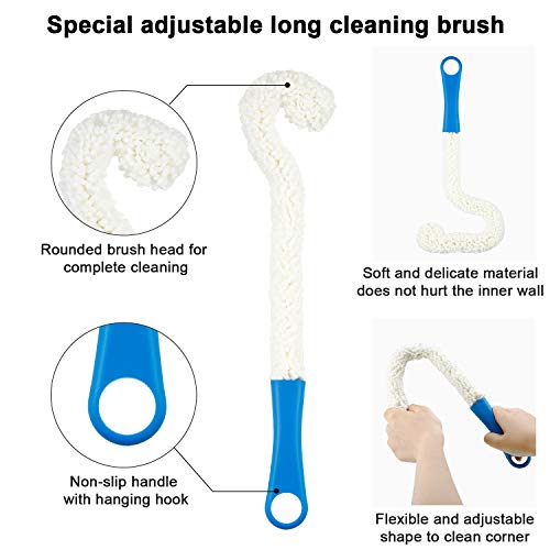 3 Pieces Wine Decanter Cleaning Brush Wine Glass Cleaner Brush Wine Carafe Cleaner Flexible Bottle Scourer Cleaning Brush Tools For Wine Decanter Goblets/Champagne Flutes/Cups/Glasses (Blue) #TOP3