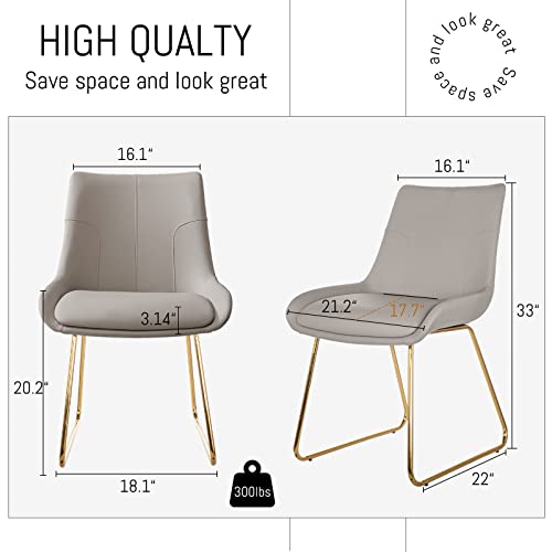 Hipihom Dining Chair Set Of 2, Mid Century Modern Faux Leather Dining Chair, Kitchen Side Comfy Chairs (2-Gold Legs) #TOP2