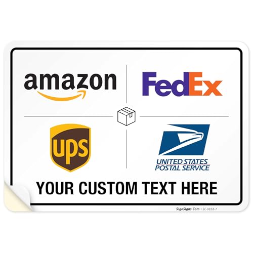 Image of Custom Package Delivery Sign, Delivery Instructions, 10x7 Inches, 4 Mil Vinyl Decal Stickers Weather Resistant, Made in USA by Sigo Signs