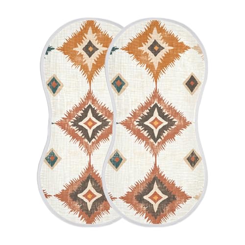 2 Pack Baby Burp Cloths, Soft Absorbent Burping Cloths for Babies, Cotton Milk Spit Up Rags, Large Size for Newborns, Baby Boys and Girls (Eclectic Linen Print)2