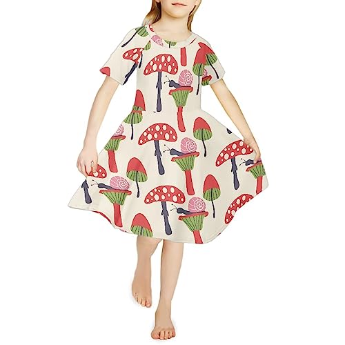 UNICEU Girl A-Line Party Flower Dress Short Sleeve Kids Girls Casual Dresses for Age 3-14 Years3