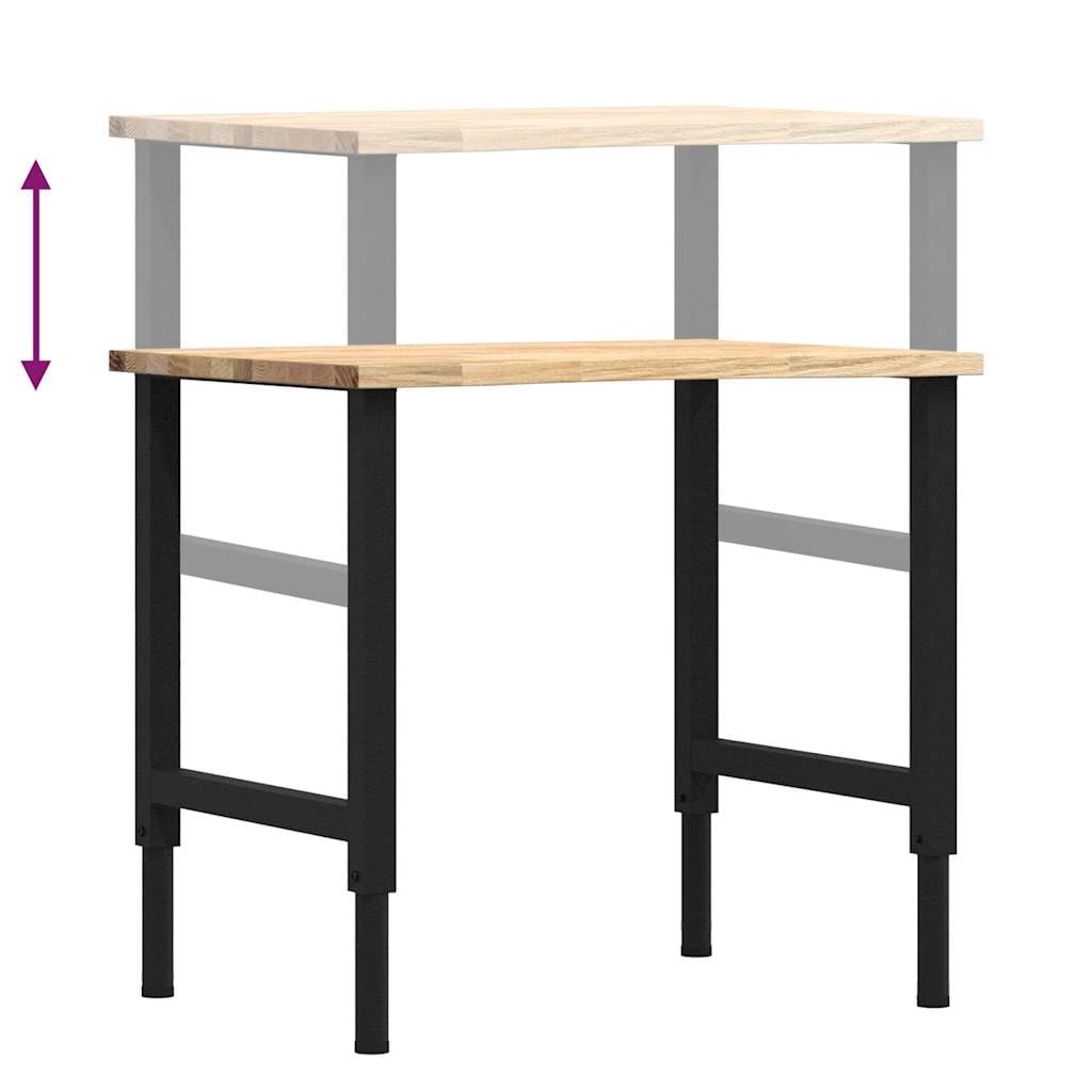vidaXL Banco da Lavoro 80x60x(71,5-98) cm Legno Massello Rovere, tavolo da lavoro, postazione da lavoro, banco da lavoro in metallo