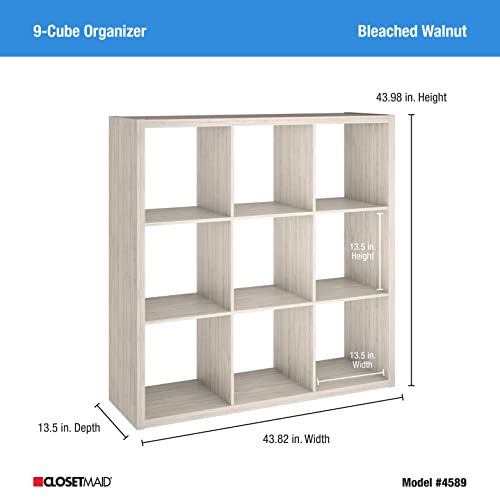 Image of ClosetMaid Decorative Open Back 9-Cube Storage Organizer, Bleached Walnut