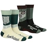 Attack on Titan Socks Scouting Legion and Stationary Guard Adult Mid Calf Crew Socks 2 Pairs Fits Shoe Size 8-12