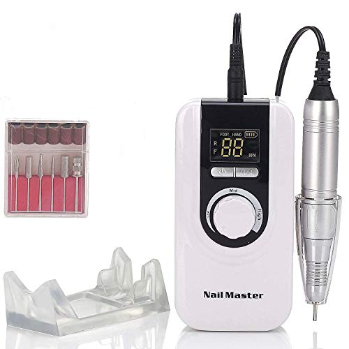 Miss Sweet RPM35000 Professional Rechargeable Portable Nail Drill Acrylic Nail Machine Electric Nail File for Acrylic (White)