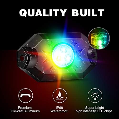 Nilight RGB LED Rock Lights Kit, 4 pods Underglow Multicolor Neon Light Pod with Bluetooth App Control Flashing Music Mode Wheel Well Light for Truck ATV UTV RZR SUV - 4
