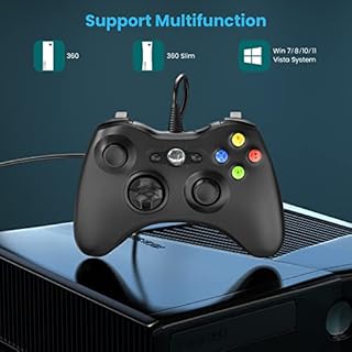 Wired Controller for Xbox 360, YAEYE Game Controller for 360 with Dual-Vibration Turbo Compatible with Xbox 360/360 Slim and PC Windows 7,8,10,11