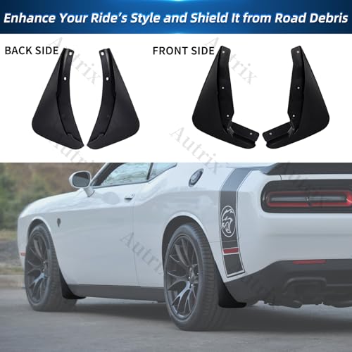 Image of Challenger Mud Flaps for 2015-2024 Dodge Challenger Splash Flaps Front & Rear Mud Guards Fender Accessories 4Pcs Matte Black