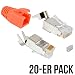 Produktbild VESVITO 20er Pack RJ45 Crimpstecker für CAT 7A CAT 7 CAT 6A Kabel, bis 10 Gigabit Ethernet, Netzwerkstecker Steckverbinder mit Knickschutz in Orange für Verlegekabel Netzwerk LAN Patchkabel