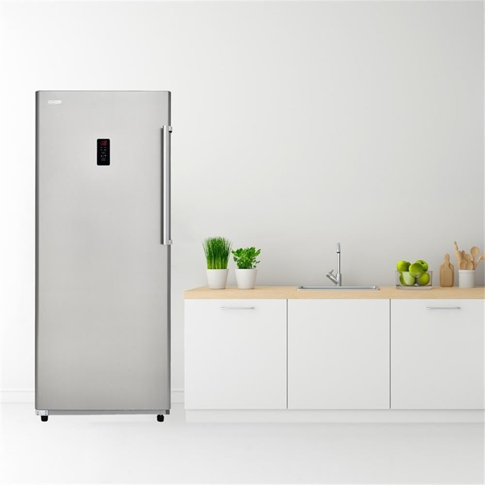Pemberly Row 17 Cu. Ft Convertible Upright Freezer/Refrigerator, Stainless Steel Finish, Adjustable Glass Shelves, Reversible Door, Garage-Ready Design, Quiet Operation For Kitchen Or Storage Use on Fridge.com - View 5