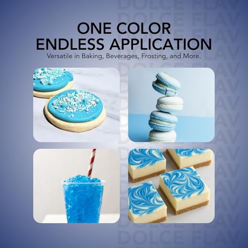 Image of Dolce Flav Natural Blue Food Coloring - 2 oz Vibrant Plant-Based Color from Spirulina | Water-Soluble Liquid Dye for Baking, Drinks & Frostings | Graduated Dropper Included | No Artificial Dyes | Kosher | Made in USA